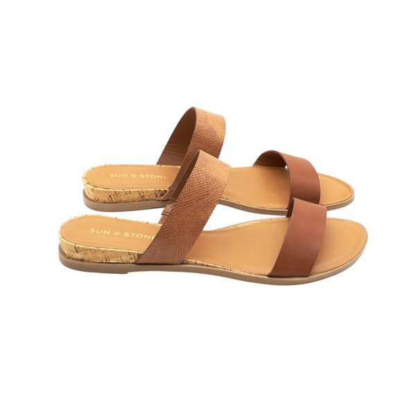 Sun + Stone Women Strappy Ankle-Strap Round Toe Block Heel Zip-up Dress Sandals - Picture 2 of 8